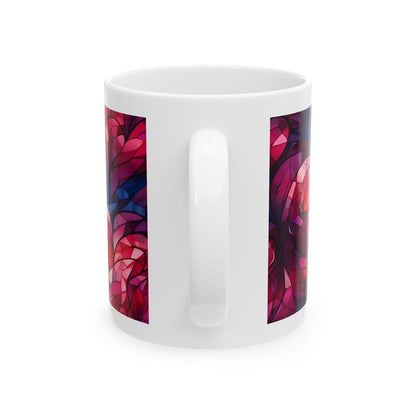 Mosaic stained glass hearts style mug - xmas christmas valentines gifts mugs for drinks - drinkware tumbler reusable washable cup reuse cera