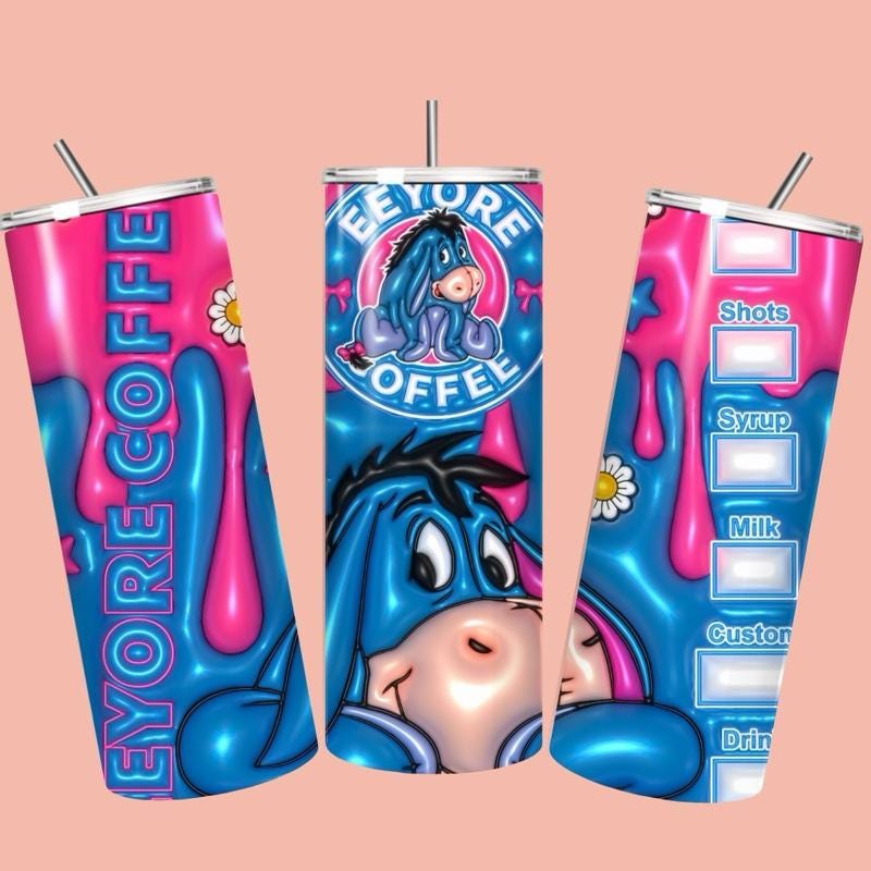 Eeyore winnie pooh tumbler 20oz - cute design for drinking enthusiasts - portable flask for on-the-go beverages drinkware mug water bottles