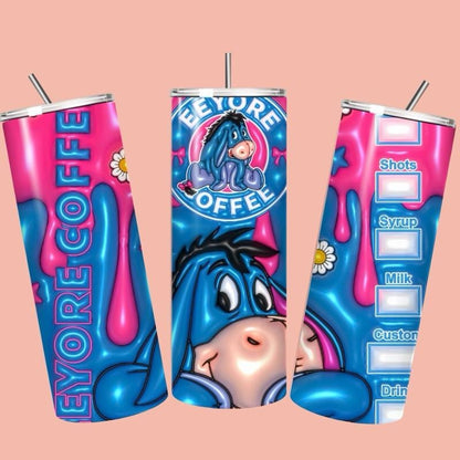 Eeyore winnie pooh tumbler 20oz - cute design for drinking enthusiasts - portable flask for on-the-go beverages drinkware mug water bottles