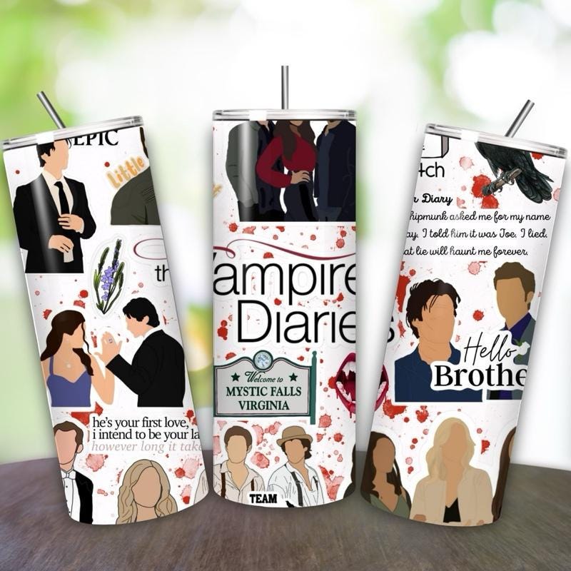 Vampire diaries tumbler 20oz - perfect for on-the-go hydration - vacuum flask - cup drinkware mug bottles water bottles bottled portable gif