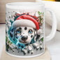 Cute dalmatian puppy dog mug - xmas style gift for coffee lovers - drinkware, cup tumblers ceramic washable reusable reuse mugs