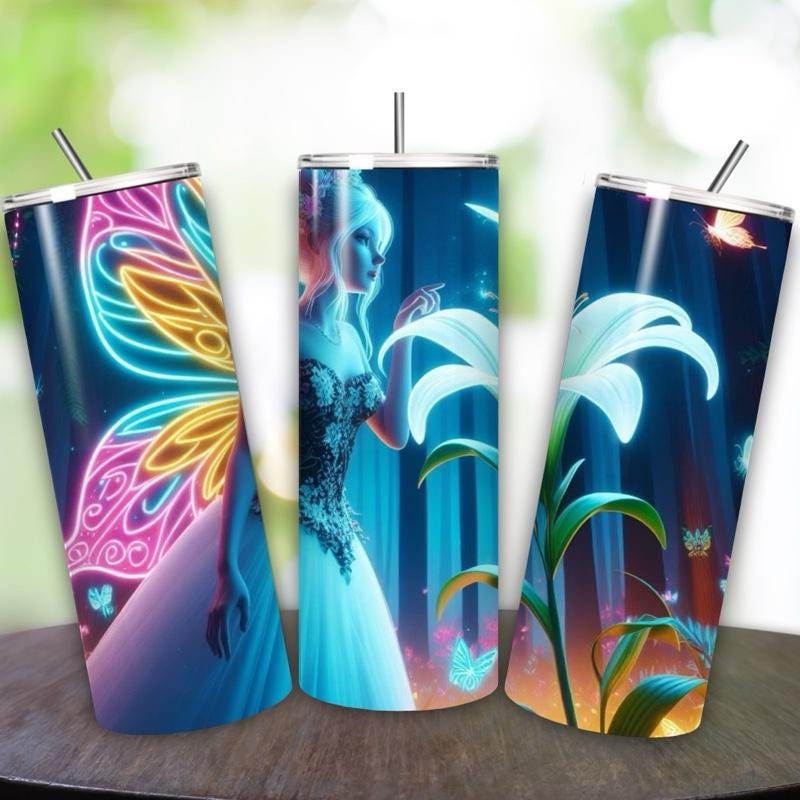 Fairy butterfly tumbler 20oz - perfect for on-the-go hydration - vacuum flask - cup drinkware mug bottles water bottles bottled portable gif