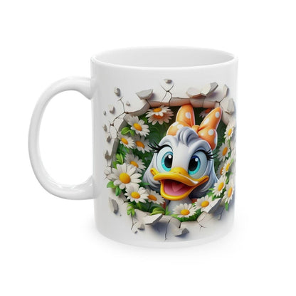 Daisy duck style mug - cute gift for christmas secret santa stocking filler drinkware washable reusable reuse tumbler ceramic cup coffee xma