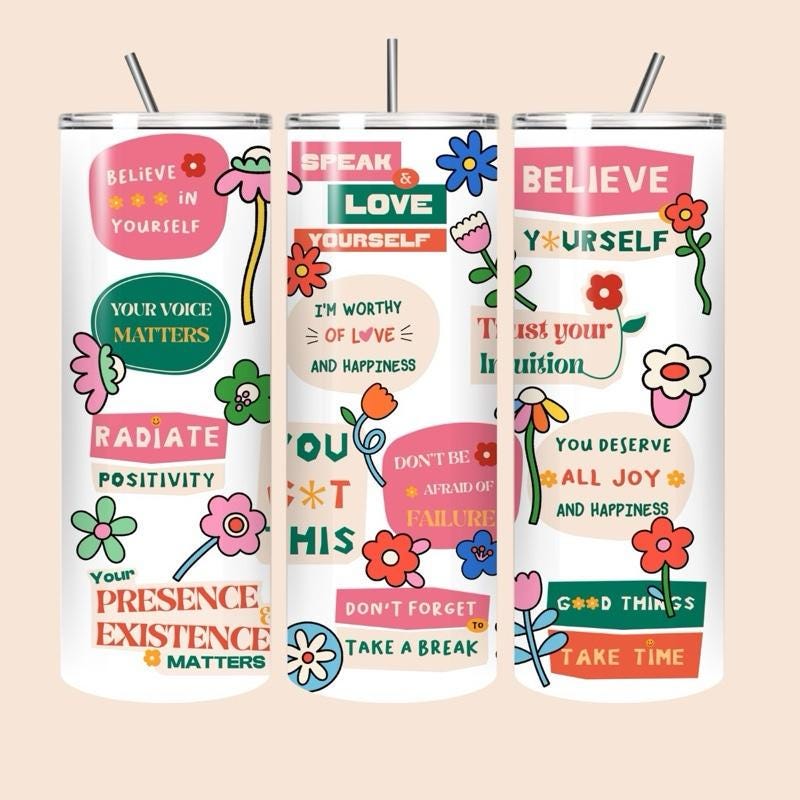 Self love mental health tumbler 20oz - cute design for drinking enthusiasts - portable flask for on-the-go beverages drinkware mug water bot