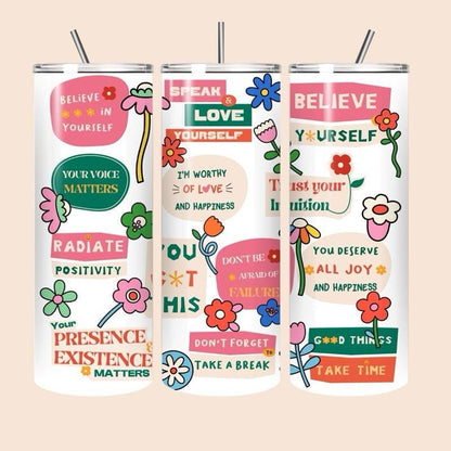 Self love mental health tumbler 20oz - cute design for drinking enthusiasts - portable flask for on-the-go beverages drinkware mug water bot