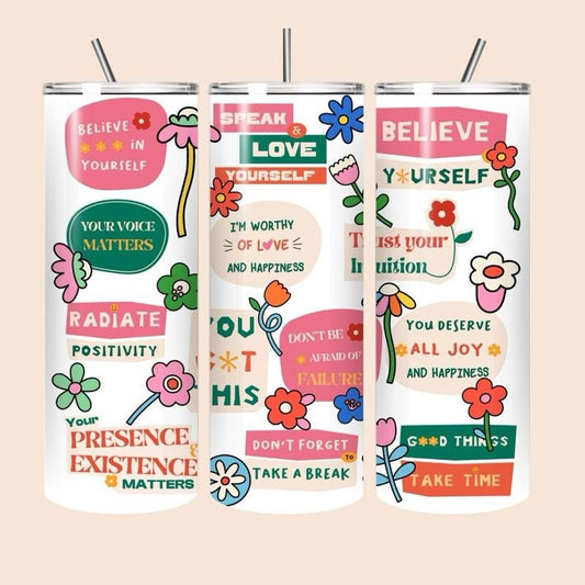 Self love mental health tumbler 20oz - cute design for drinking enthusiasts - portable flask for on-the-go beverages drinkware mug water bot