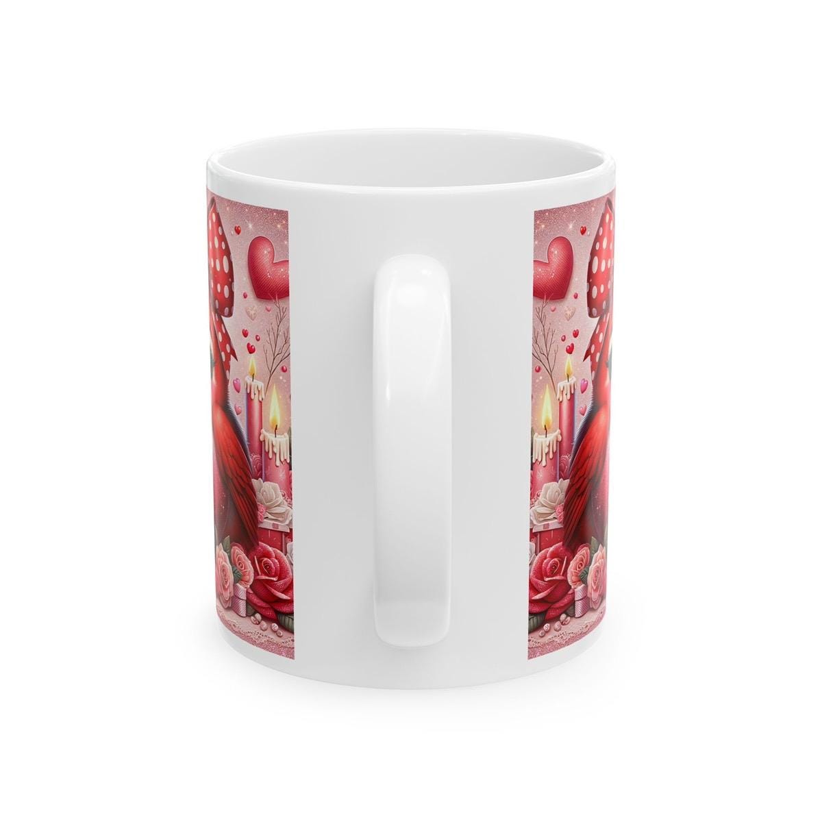 Cute bird valentines mug - heart design for valentine's day - cup, drinkware tumblers washable reusable coffee reuse ceramic girly valentine