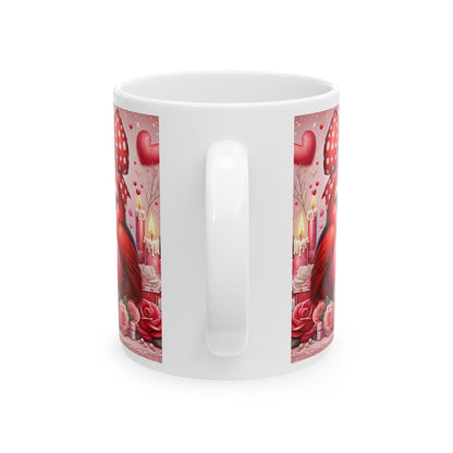 Cute bird valentines mug - heart design for valentine's day - cup, drinkware tumblers washable reusable coffee reuse ceramic girly valentine