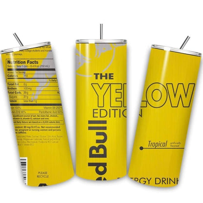 Red bull yellow edition tumbler 20oz - style perfect for on-the-go hydration - vacuum flask - cup drinkware mug bottles water bottles bottle