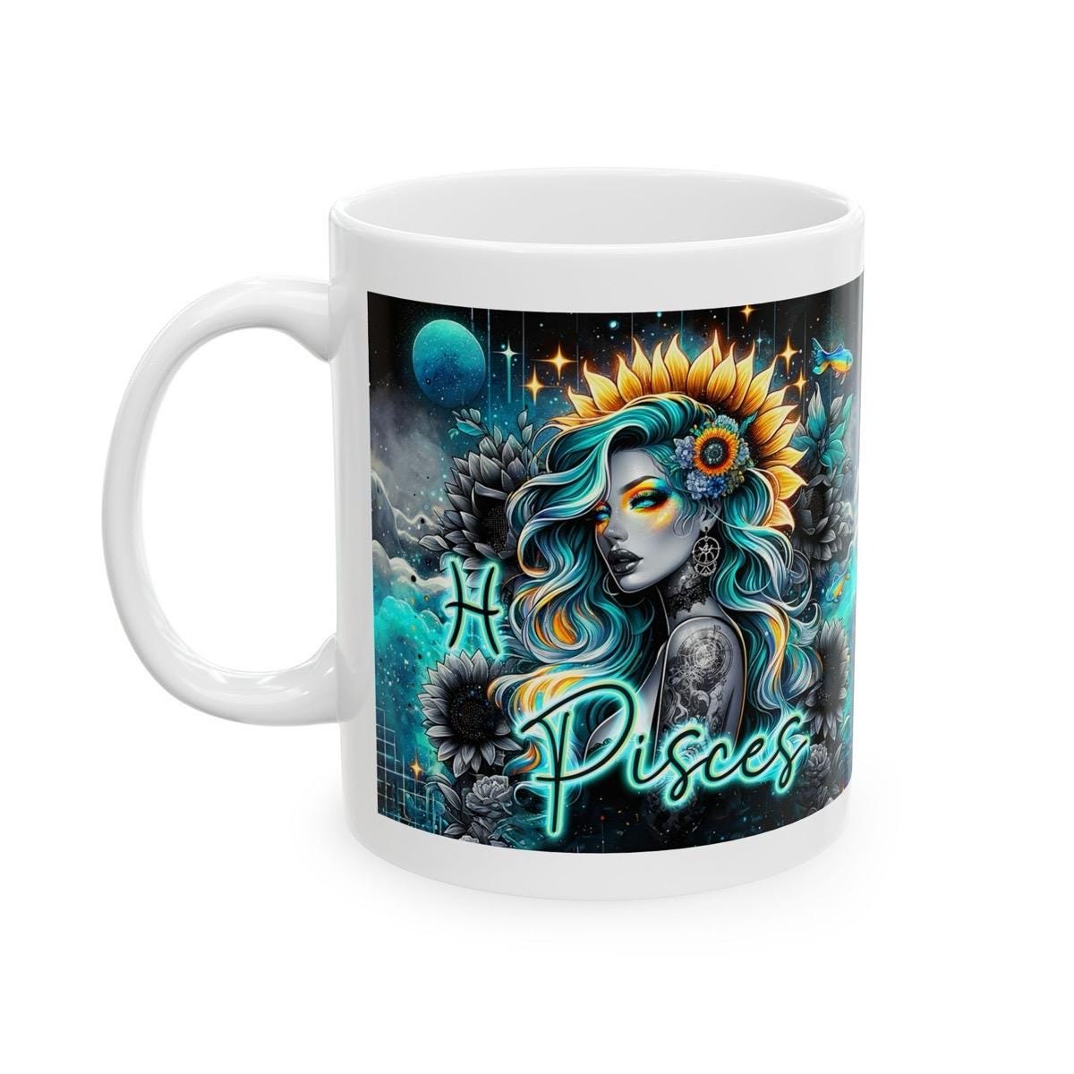 Pisces star sign astrology mug gift - perfect for coffee and tea - tumblers, drinkware glass bottles cup washable reusable ceramic reuse nov