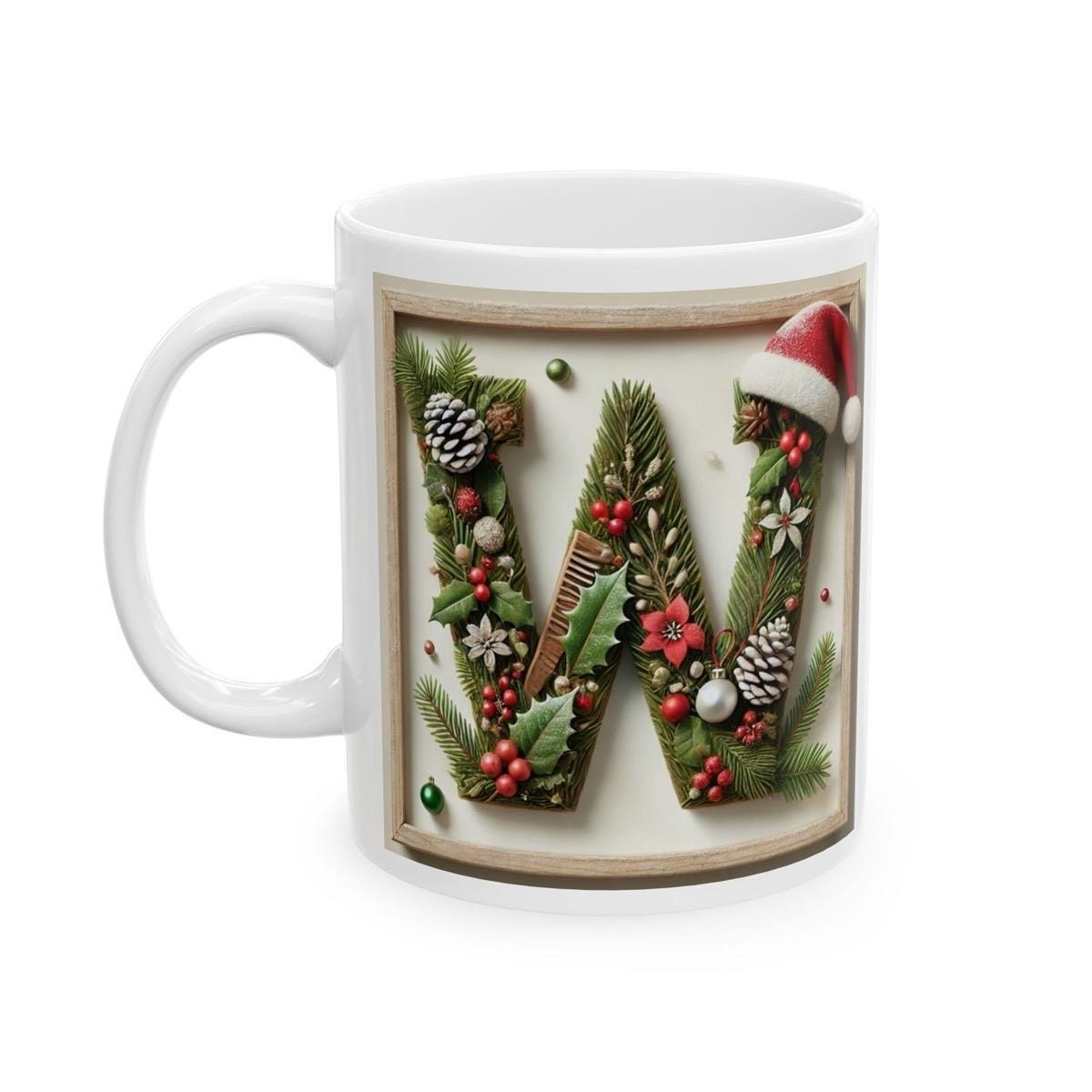 Personalised 'w' edition christmas mug - unique gift for xmas - stocking filler - drinkware washable reusable reuse ceramic cup tumbler coff