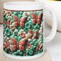 Teal corral butterfly flower 3d mug - perfect for your morning drinks - drinkware tumbler cup reuse reusable washable coffee ceramic xmas