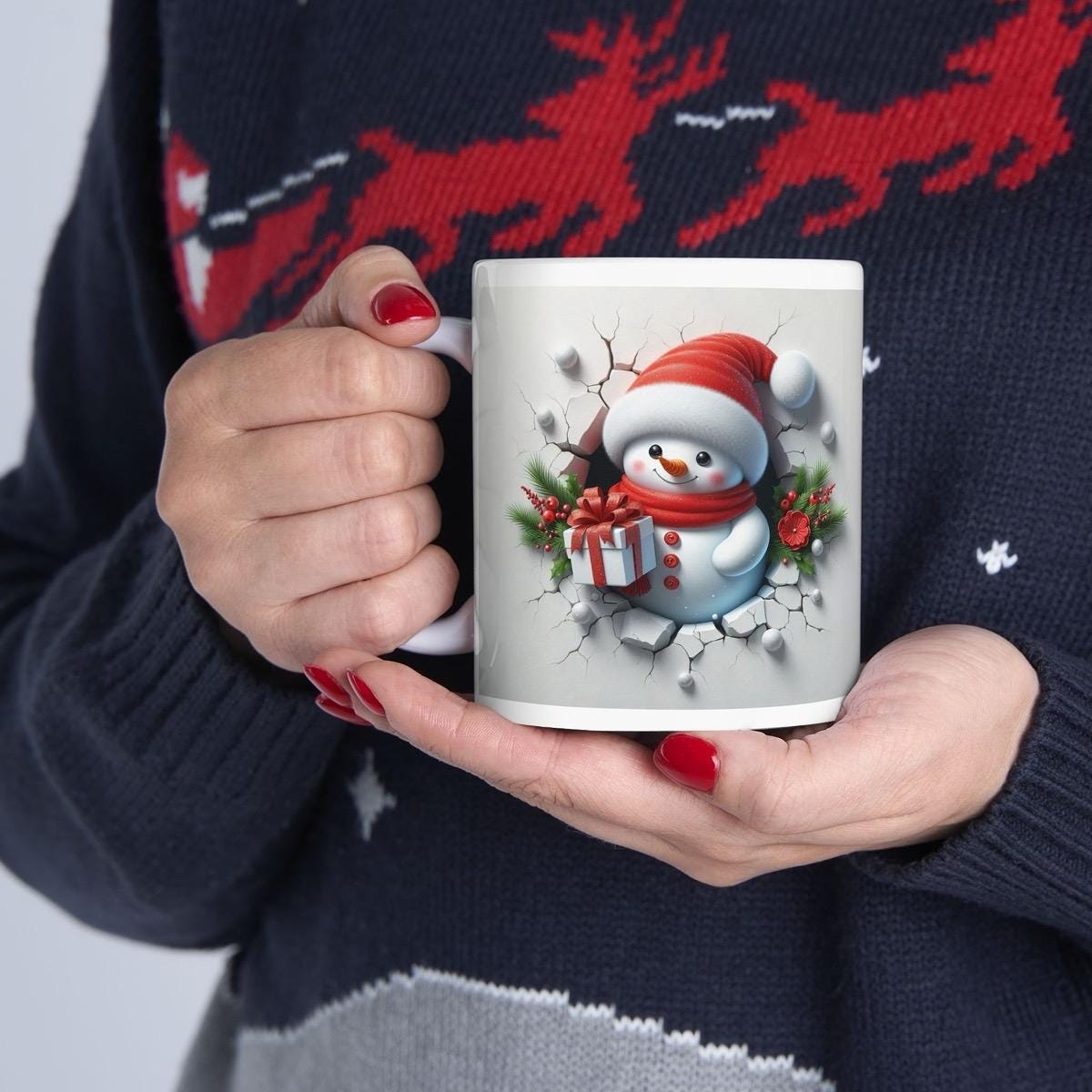 Christmas snowman 3d mug - perfect for hot drinks this winter - drinkware, cup tumblers bottles washable reusable xmas mugs tea festive coff