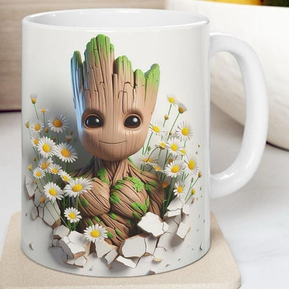 Groot style 3d mug - christmas secret santa gift stocking filler drinkware reuse reusable washable ceramic tumbler cup coffee xmas mugs tea
