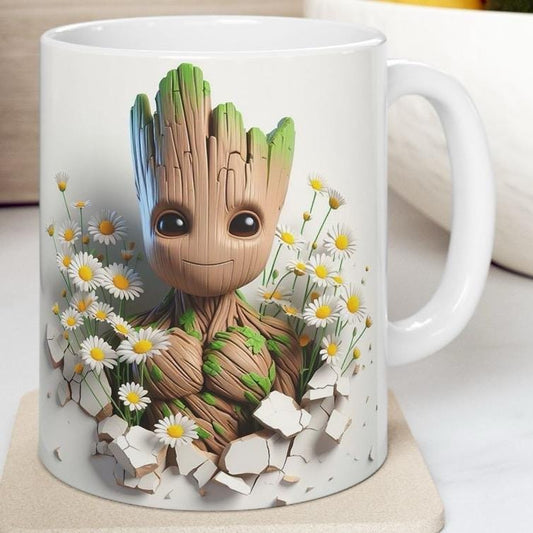Groot style 3d mug - christmas secret santa gift stocking filler drinkware reuse reusable washable ceramic tumbler cup coffee xmas mugs tea