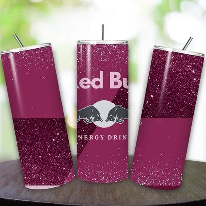 Red bull tumbler 20oz - burgundy glitter style perfect for on-the-go hydration - vacuum flask - cup drinkware mug bottles water bottles bott