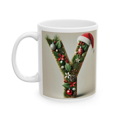 Personalised 'y' edition christmas mug - unique gift for xmas - stocking filler - drinkware washable reusable reuse ceramic cup tumbler coff