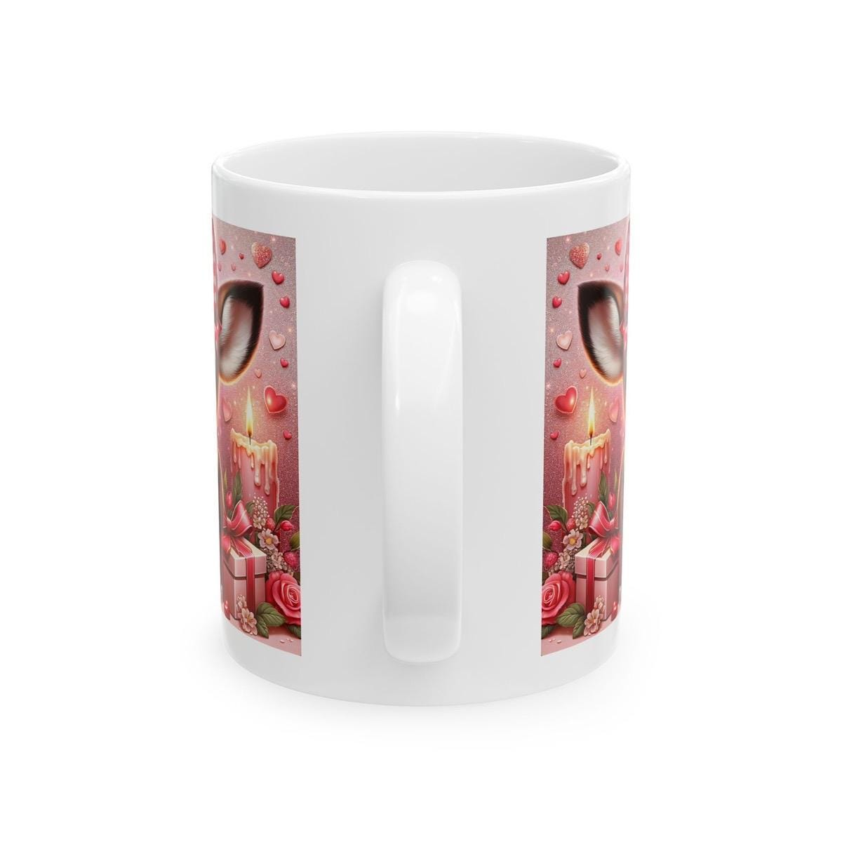 Cute deer valentines mug - heart design for drinks - tumblers, drinkware cup washable reusable ceramic reuse coffee girly valentine  romanti