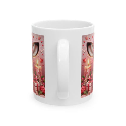 Cute deer valentines mug - heart design for drinks - tumblers, drinkware cup washable reusable ceramic reuse coffee girly valentine  romanti