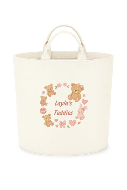 Personalised Teddy storage Felt Trug basket, perfect gifts girls kids gift fun animals storage basket trugs toy storage teddies