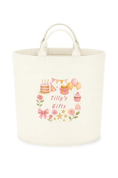 Personalised birthday gift basket storage Felt Trug, perfect gifts girls kids gift fun storage basket trugs toy storage cute friend mum