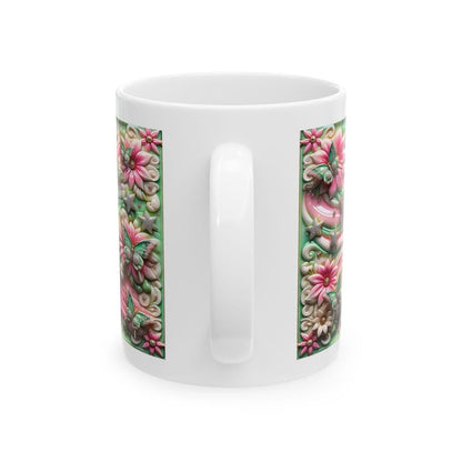 Pink butterfly flower 3d mug - perfect for your morning drinks - drinkware, tumblers coffee stylish tea washable reusable reuse cup ceramic