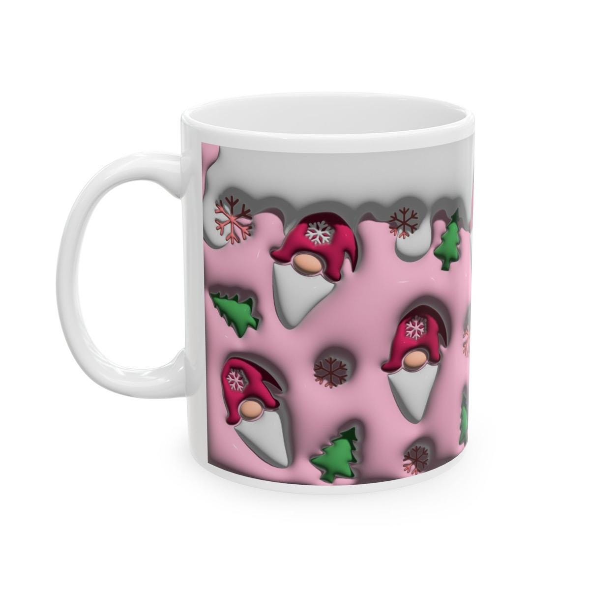 3d santa pink mug - perfect for your morning drinks - drinkware, cup tumblers bottles reusable reuse ceramic washable coffee xmas mugs tea m