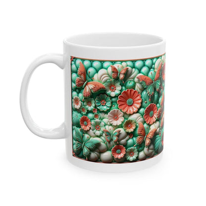 Turquoise and orange butterfly flower garden 3d mug - perfect for your morning drinks - drinkware tumbler reusable washable coffee cup reuse