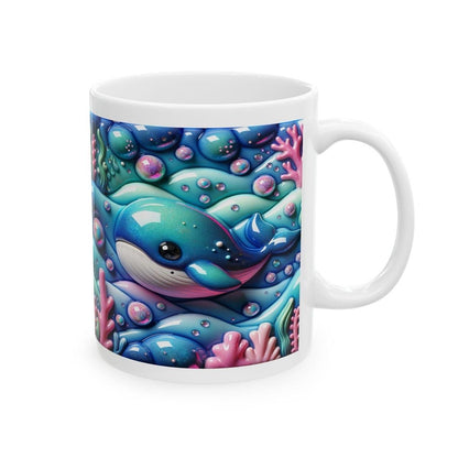 Baby whale 3d ocean mug - gifts drinkware tumbler cup reusable washable ceramic reuse coffee xmas mugs tea festive kids children cute girly
