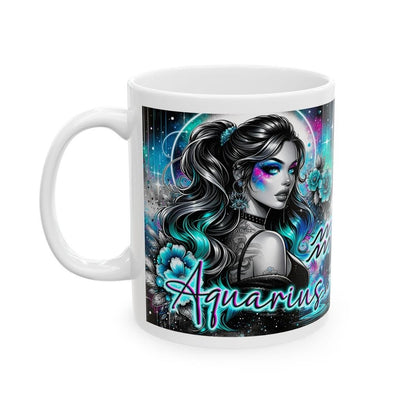 Aquarius star sign mug - perfect gift for the zodiac enthusiast - tumblers, drinkware cup reusable bottles washable reuse ceramic coffee fun
