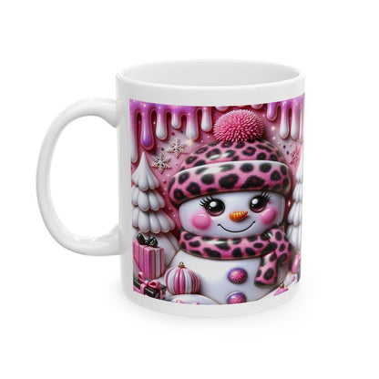 3d snowman mug – whimsical christmas winter design with pink accents, perfect for festive gifting! reuse coffee xmas mugs tea drinkware re