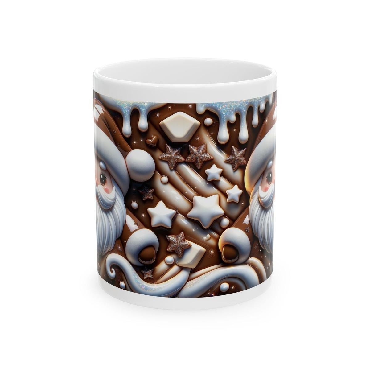 Cute 3d christmas santa mug – festive brown and white design, perfect for holiday sips and gifts! drinkware cup tumblers reusable washable