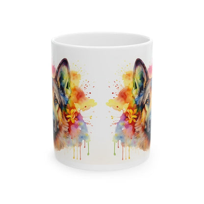 German shepherd floral coffee mug - perfect xmas christmas gift for dog lovers - drinkware tumblers ceramic washable reuse cup reusable tea