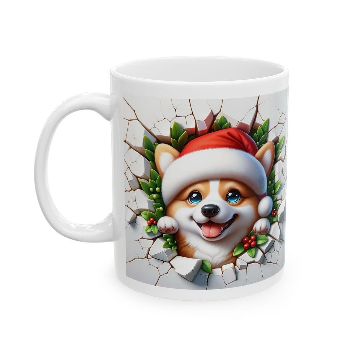 Cute corgi dog puppy mug - xmas style - perfect for drinks - cup, drinkware tumblers coffee ceramic reusable washable reuse mugs