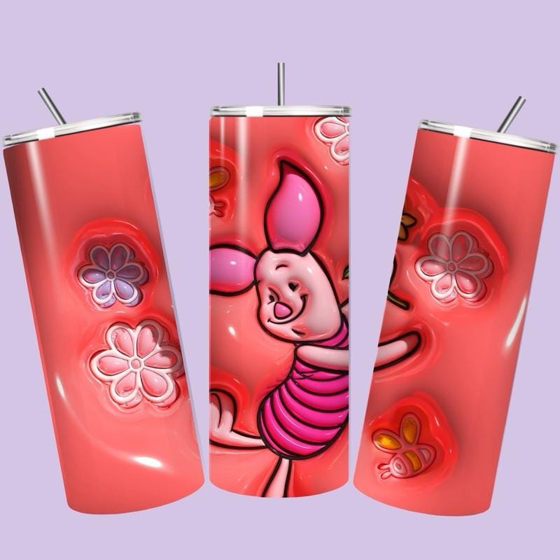 Piglet winnie pooh tumbler 20oz - cute design for drinking enthusiasts - portable flask for on-the-go beverages drinkware mug water bottles