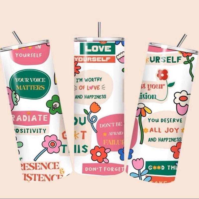 Self love mental health tumbler 20oz - cute design for drinking enthusiasts - portable flask for on-the-go beverages drinkware mug water bot