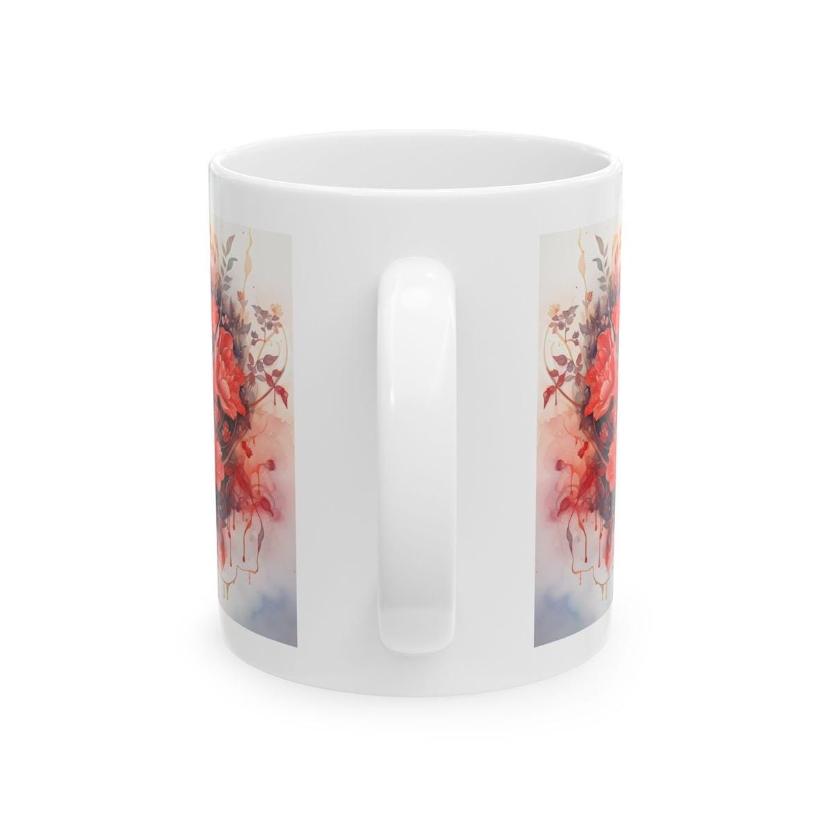 Cute floral heart mug - perfect xmas valentines christmas gift for secret santa or stocking filler - perfect for drinking - drinkware washab