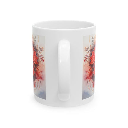 Cute floral heart mug - perfect xmas valentines christmas gift for secret santa or stocking filler - perfect for drinking - drinkware washab