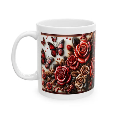 3d roses mug - perfect for your morning drinks - tumblers, drinkware cup bottles ceramic reusable washable reuse coffee xmas mugs tea