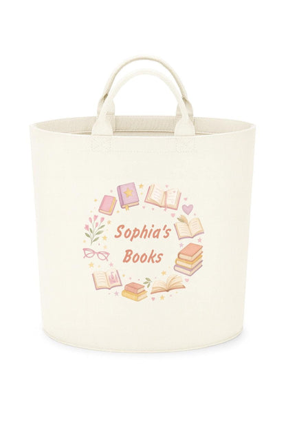 Personalised book basket storage Felt Trug, perfect gifts girls kids gift fun storage basket trugs toy storage cute friend mum book storage
