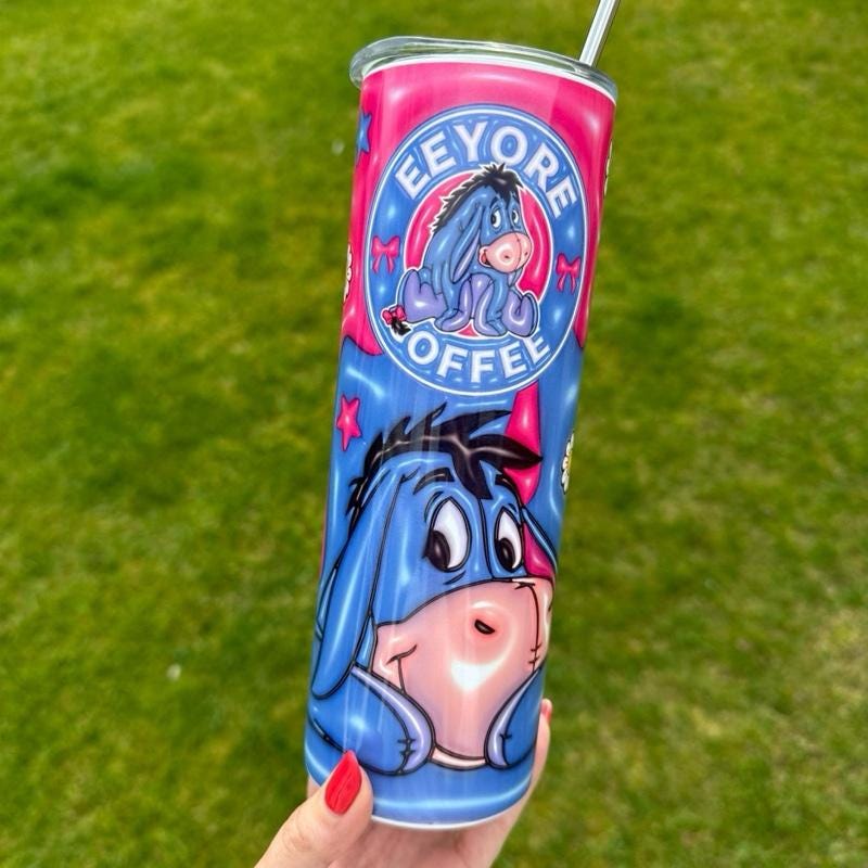 Eeyore winnie pooh tumbler 20oz - cute design for drinking enthusiasts - portable flask for on-the-go beverages drinkware mug water bottles