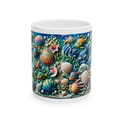 Coral reef 3d mug - reusable and perfect for drinks - drinkware washable cup reuse tumbler coffee ceramic xmas mugs tea festive cute girly g