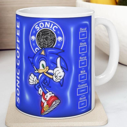 Sonic style mug gifts - perfect for coffee and tea - drinkware, cup tumblers ceramic reuse reusable washable cute gifts mugs
