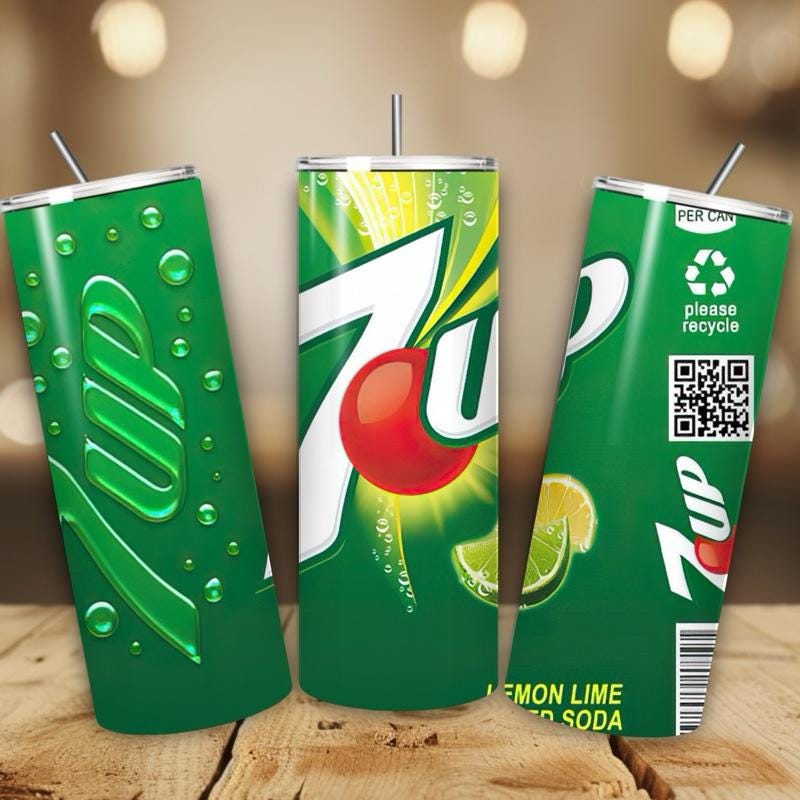 7 up tumbler 20oz - green style summer vibes perfect for on-the-go hydration - vacuum flask - cup drinkware mug bottles water bottles bottle