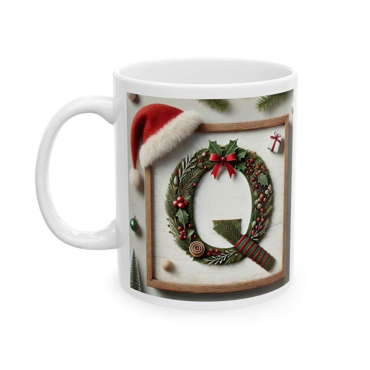 Personalised 'q' edition christmas mug - unique gift for xmas - stocking filler - drinkware washable reusable reuse ceramic cup tumbler coff
