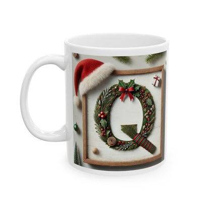 Personalised 'q' edition christmas mug - unique gift for xmas - stocking filler - drinkware washable reusable reuse ceramic cup tumbler coff