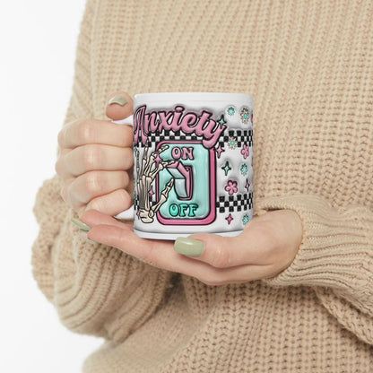 Anxiety on off switch mug for mental health cup - perfect gift for anxious individuals drinkware reusable washable coffee ceramic cup reuse