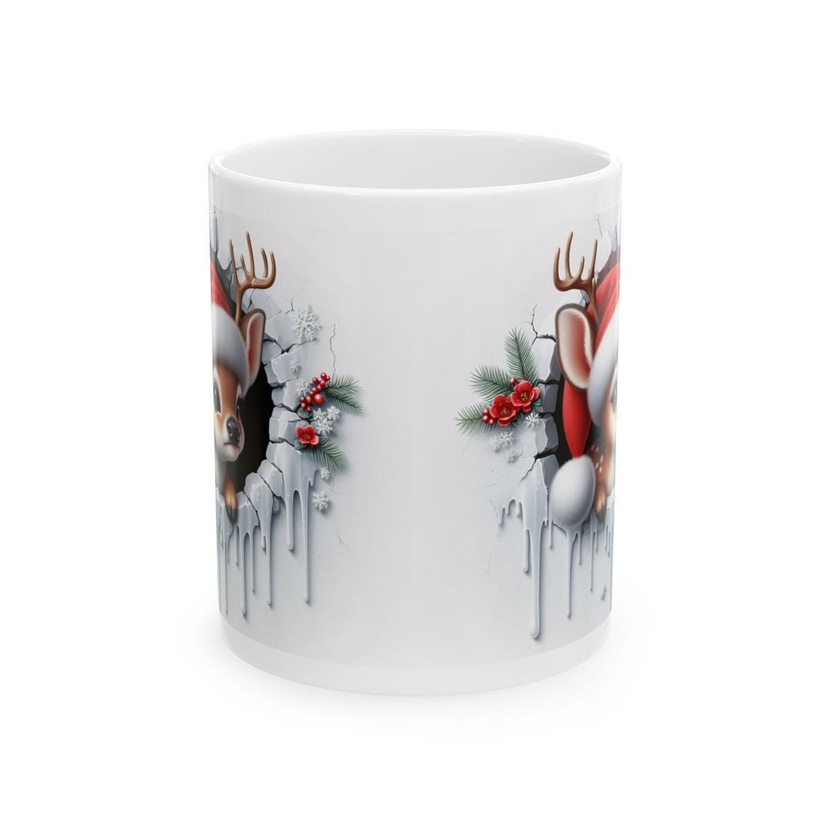 Baby deer christmas 3d mug - perfect for your holiday season - tumblers, drinkware cup bottles washable reusable reuse ceramic coffee xmas m