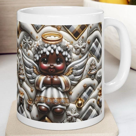 3d christmas angel mug – elegant gold and silver festive design, perfect for holiday celebrations and gifts! drinkware reusable tumbler wa