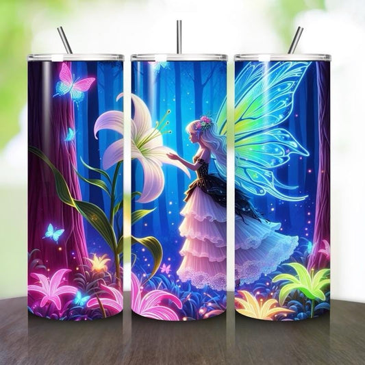 Fairy butterfly tumbler 20oz - perfect for on-the-go hydration - vacuum flask - cup drinkware mug bottles water bottles bottled portable gif